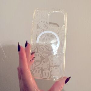 iPhone 13 Pro Max MagSafe Velvet Caviar CLEAR Frost Smiley Face phone case